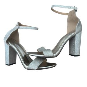 Silver Women's Heels, Dress Up Heels, Size 8